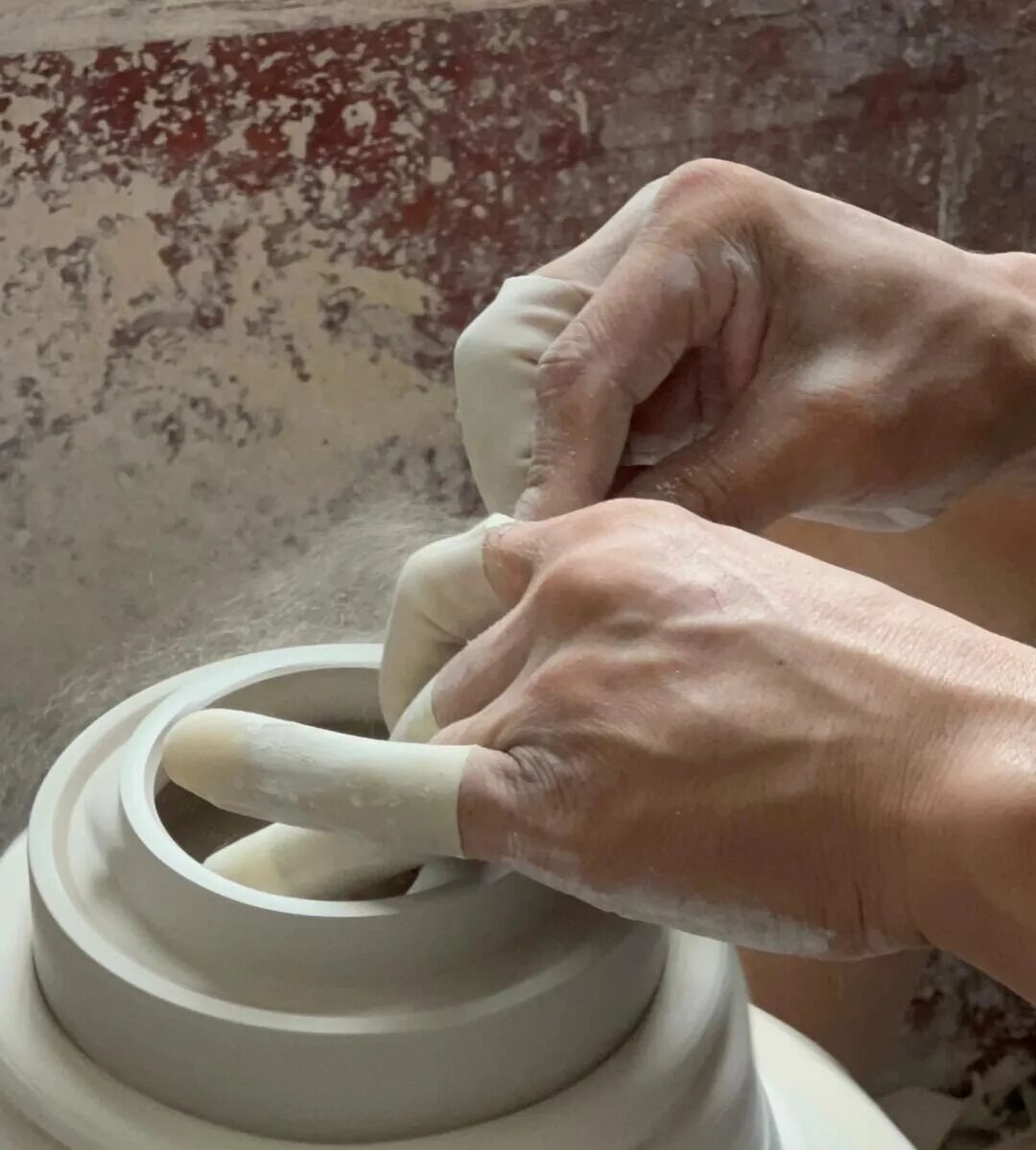 Ceramic trimming artisan at work